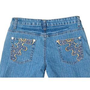 Charlotte Jeans Womens Size 7 / 8 Juniors Stretch Boot Embellished Embroidered